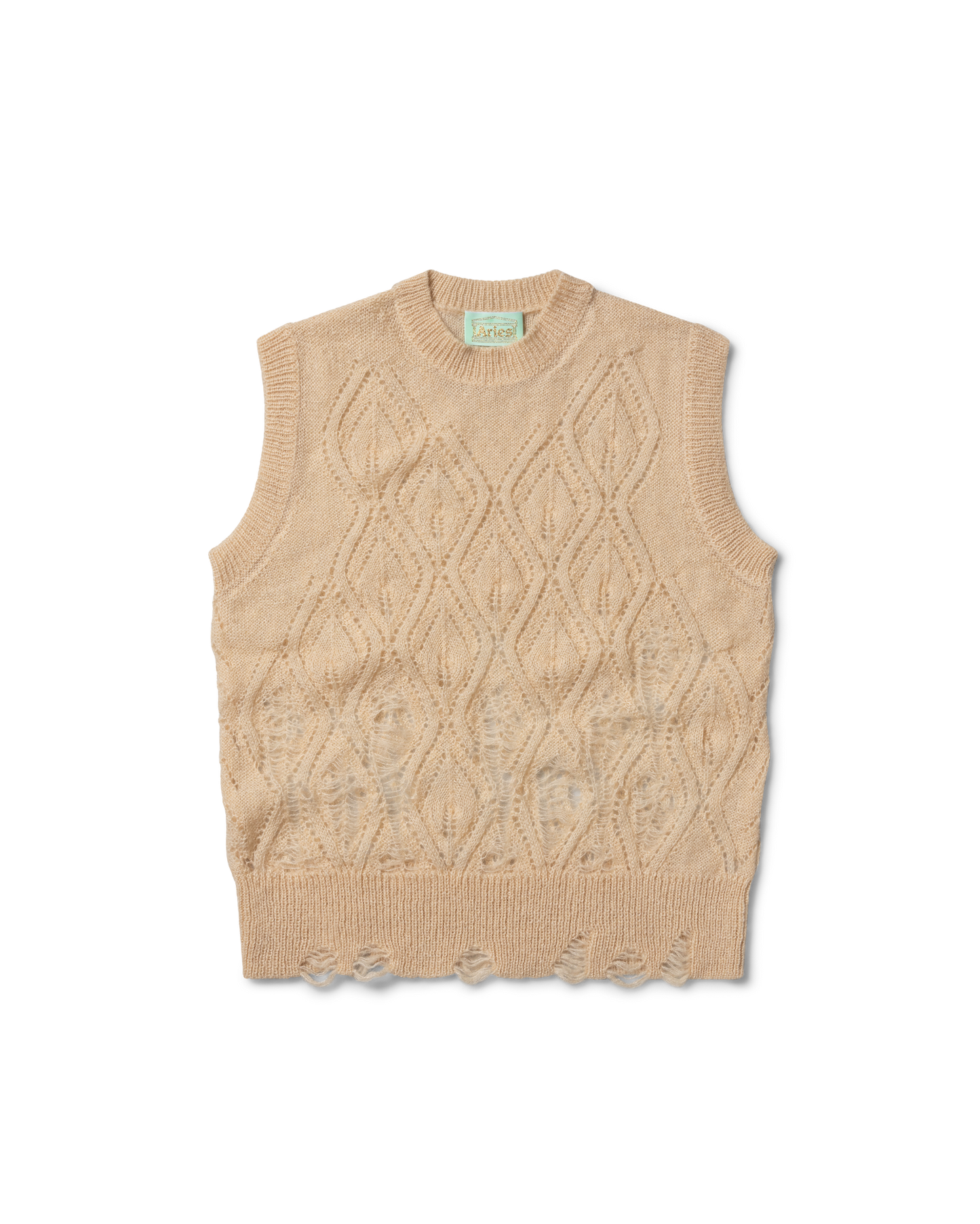 Lace Leaf and Ladders Mohair Vest