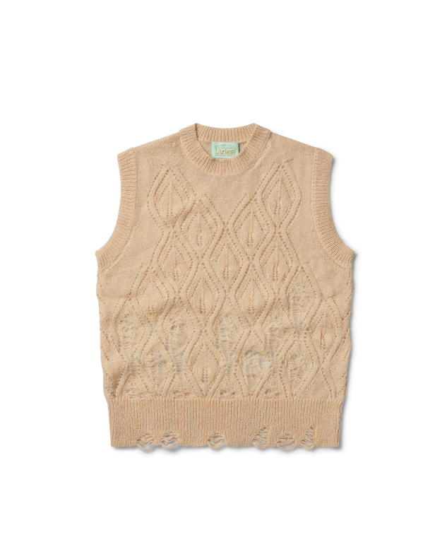 Lace Leaf and Ladders Mohair Vest