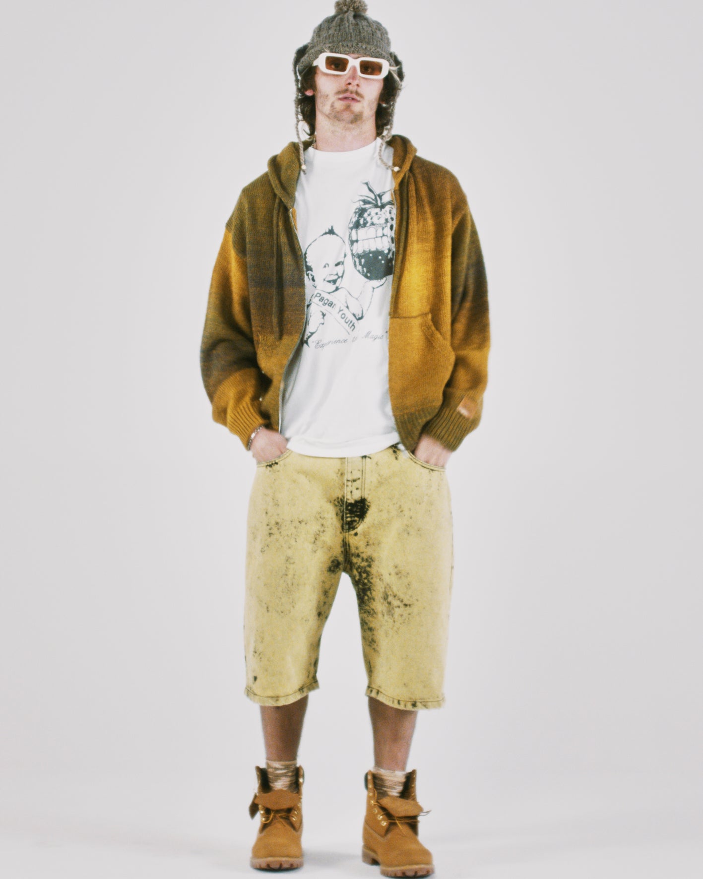 Space Dye Temple Knit Zip Thru Hoodie