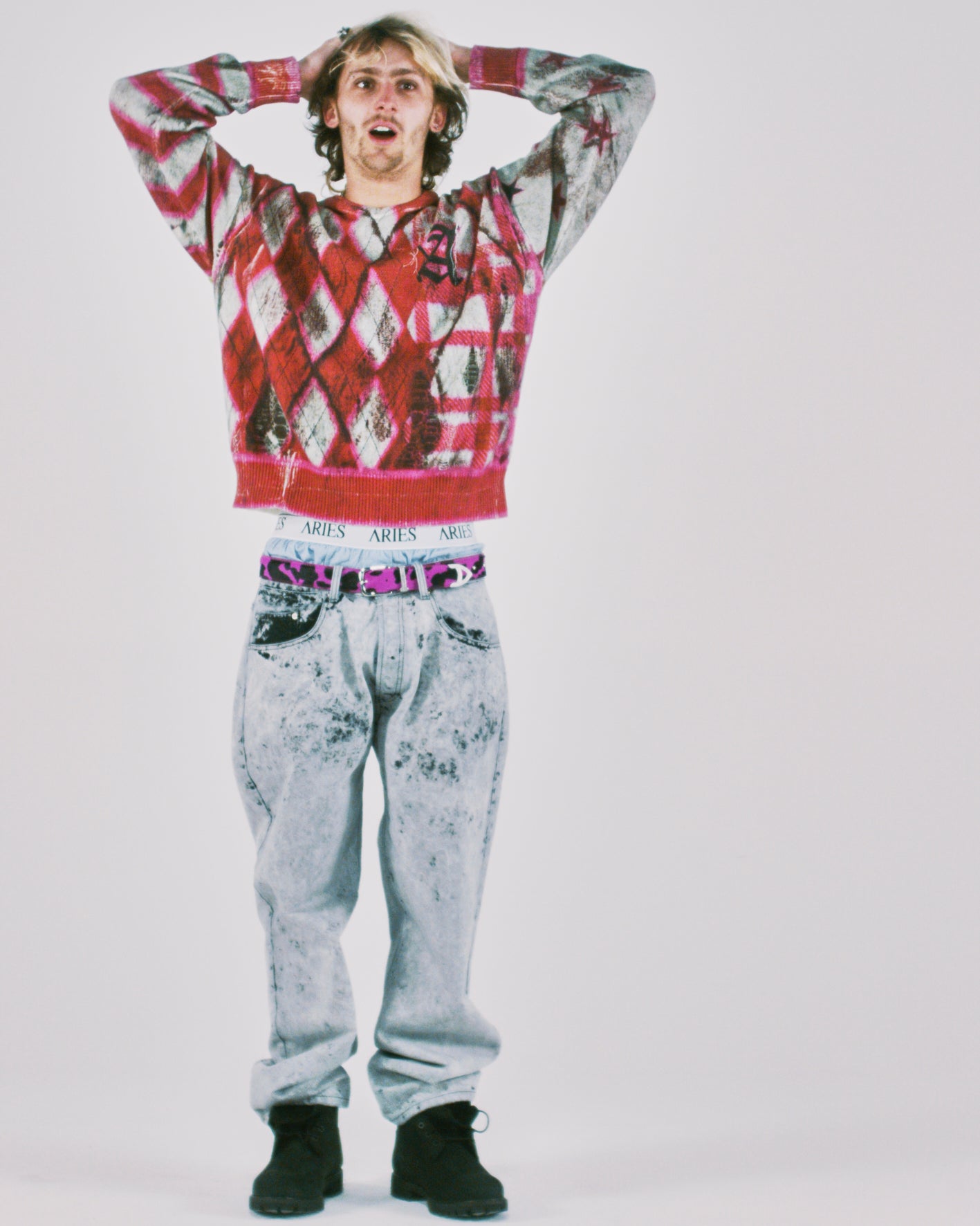 Digi Patchwork V Neck Knit