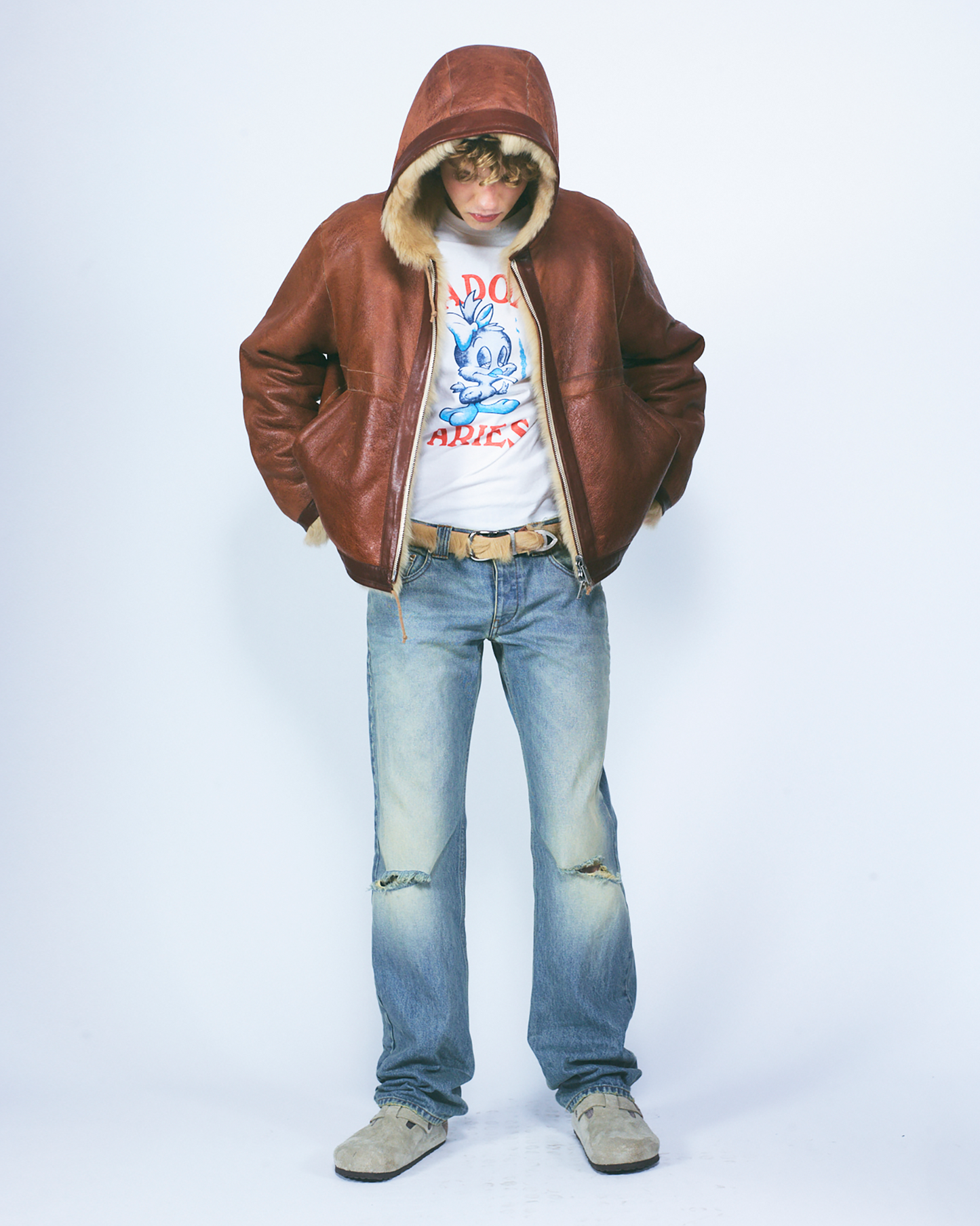 Oversized Hooded Sheepskin Jacket