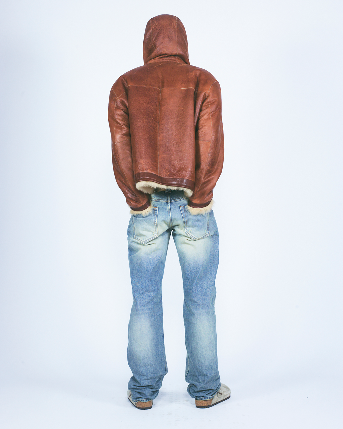 Oversized Reversible Hooded Sheepskin Jacket