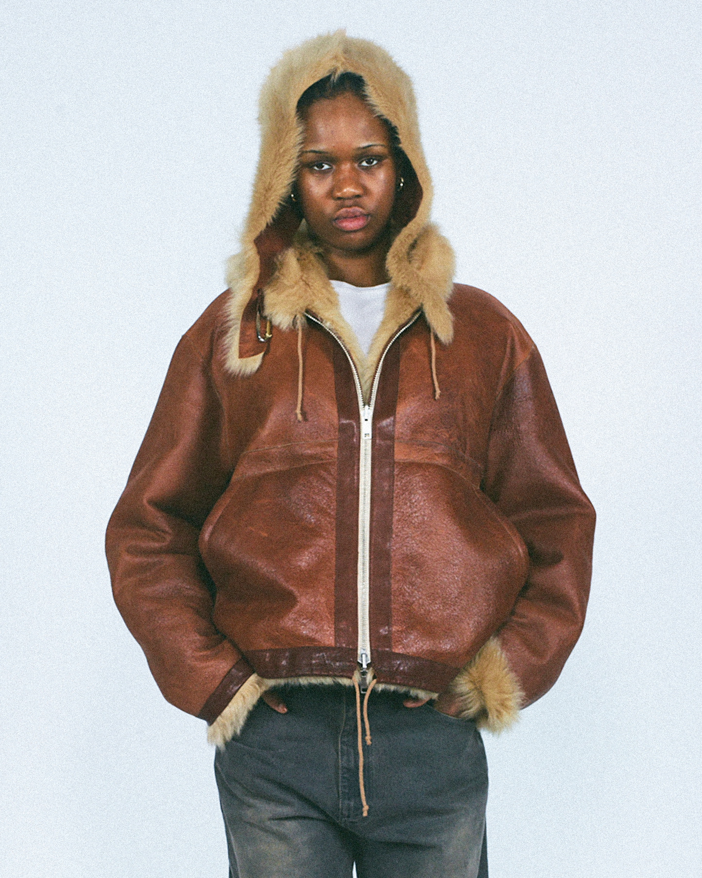 Oversized Hooded Sheepskin Jacket