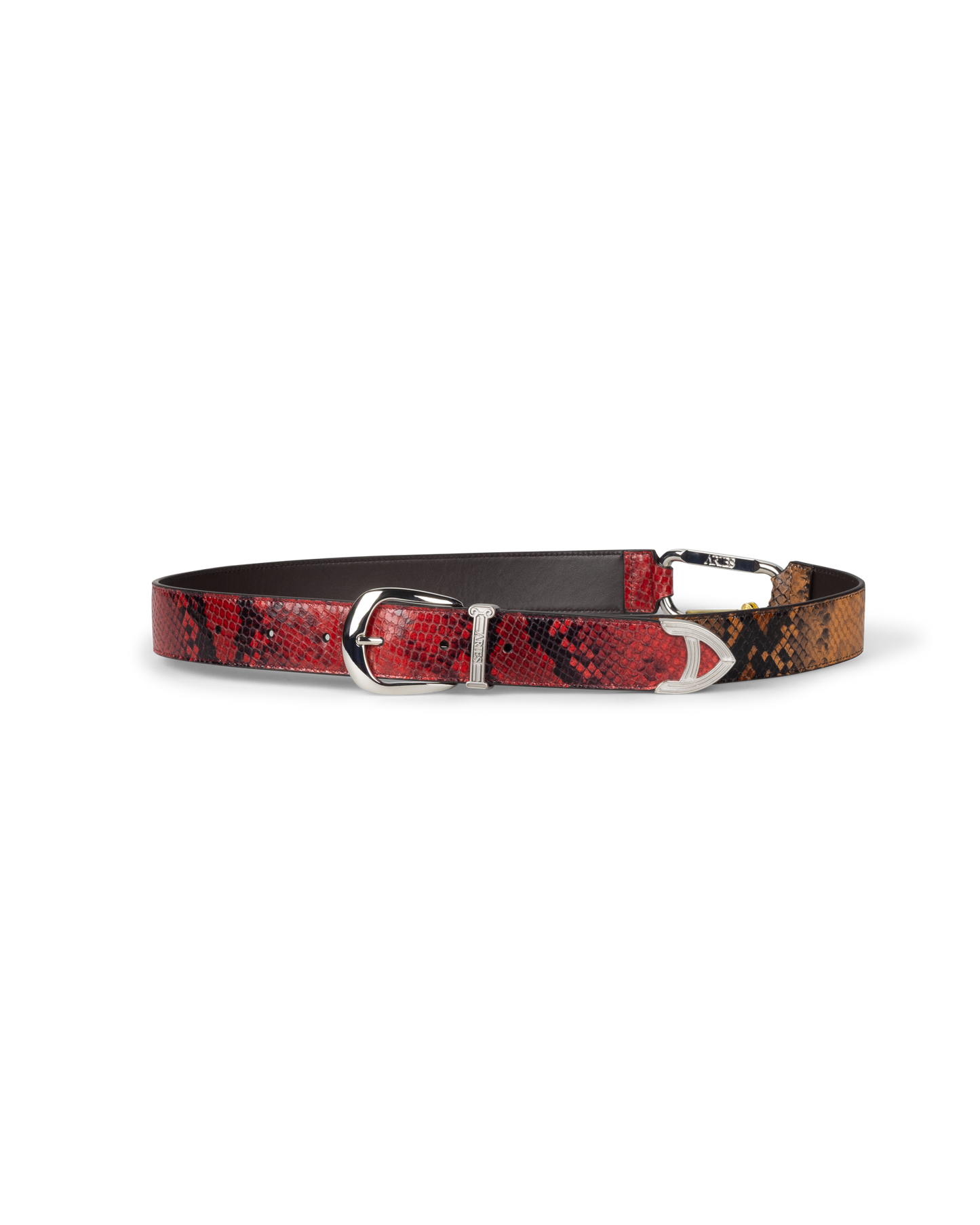 Patchwork Snake Print Leather Mazzo Belt