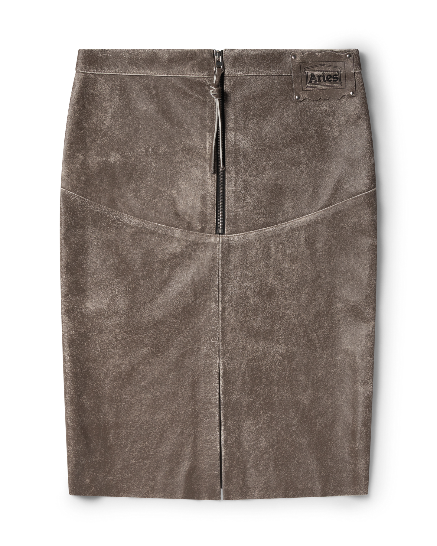 Distressed Leather Pencil Skirt