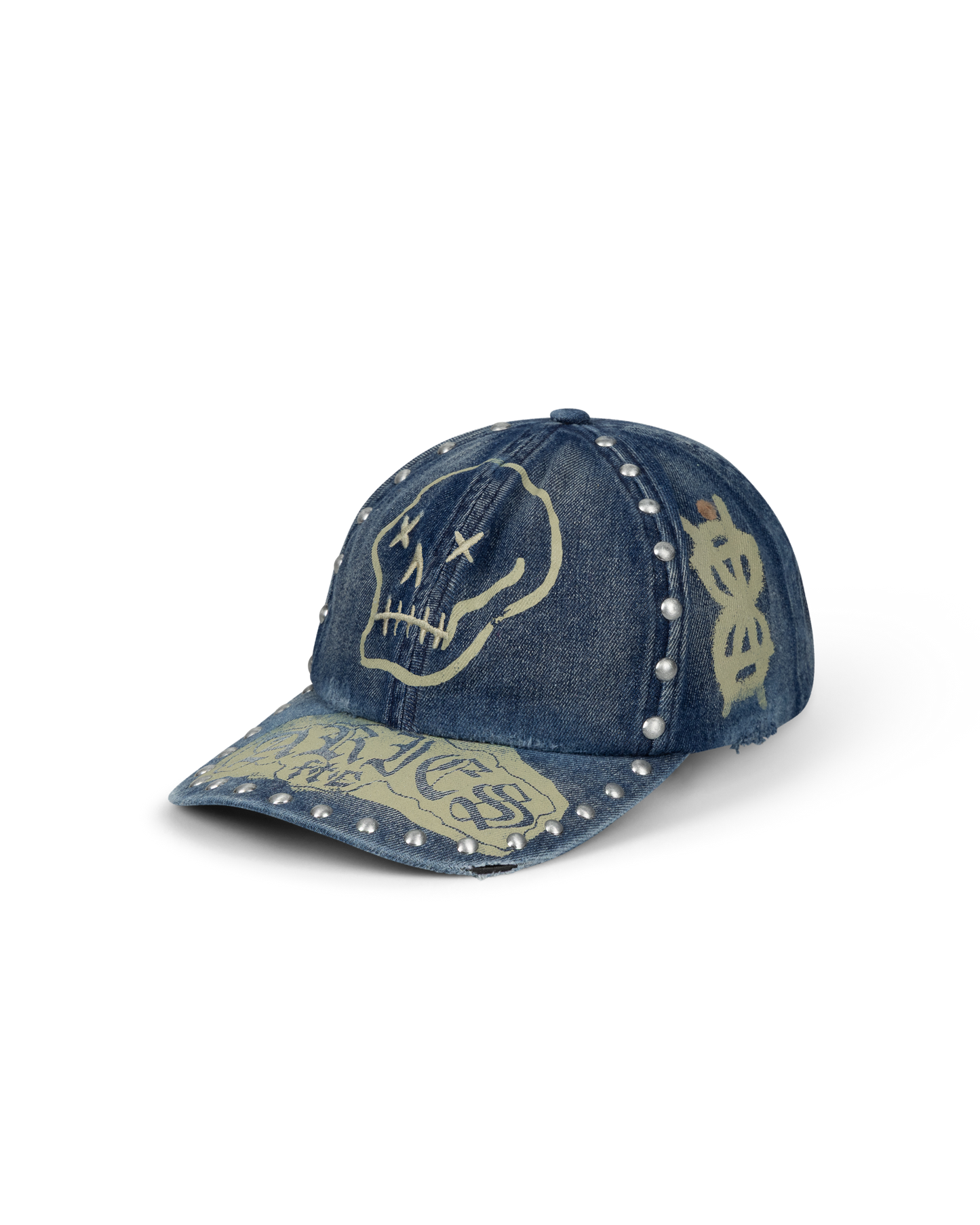 Studded Mega Graphic Denim Cap