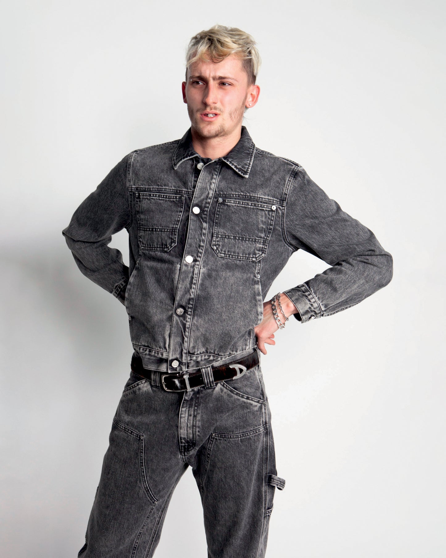 Acid Wash Denim Work Jacket