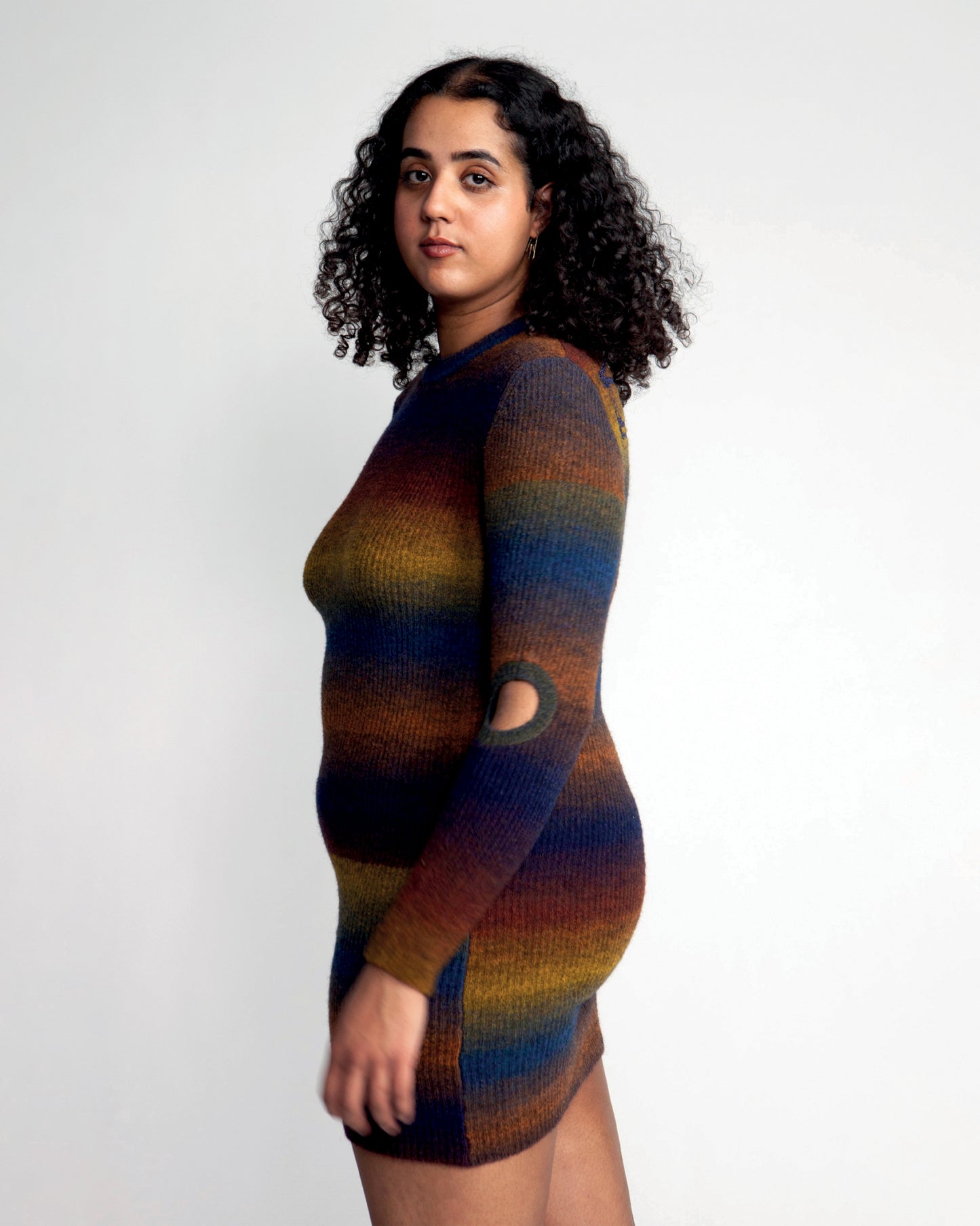 Boucle Space Dye Holey Knit Dress