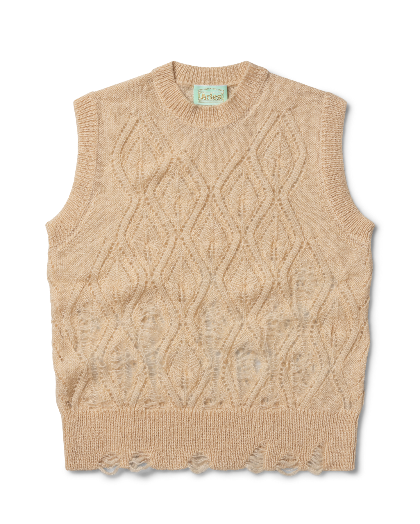 Lace Leaf and Ladders Mohair Vest