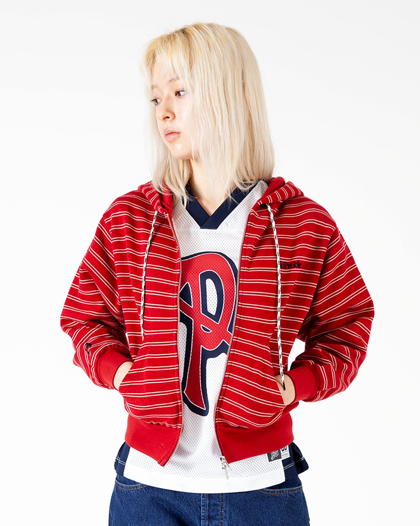 Mini Problemo Stripe Zip Hoodie