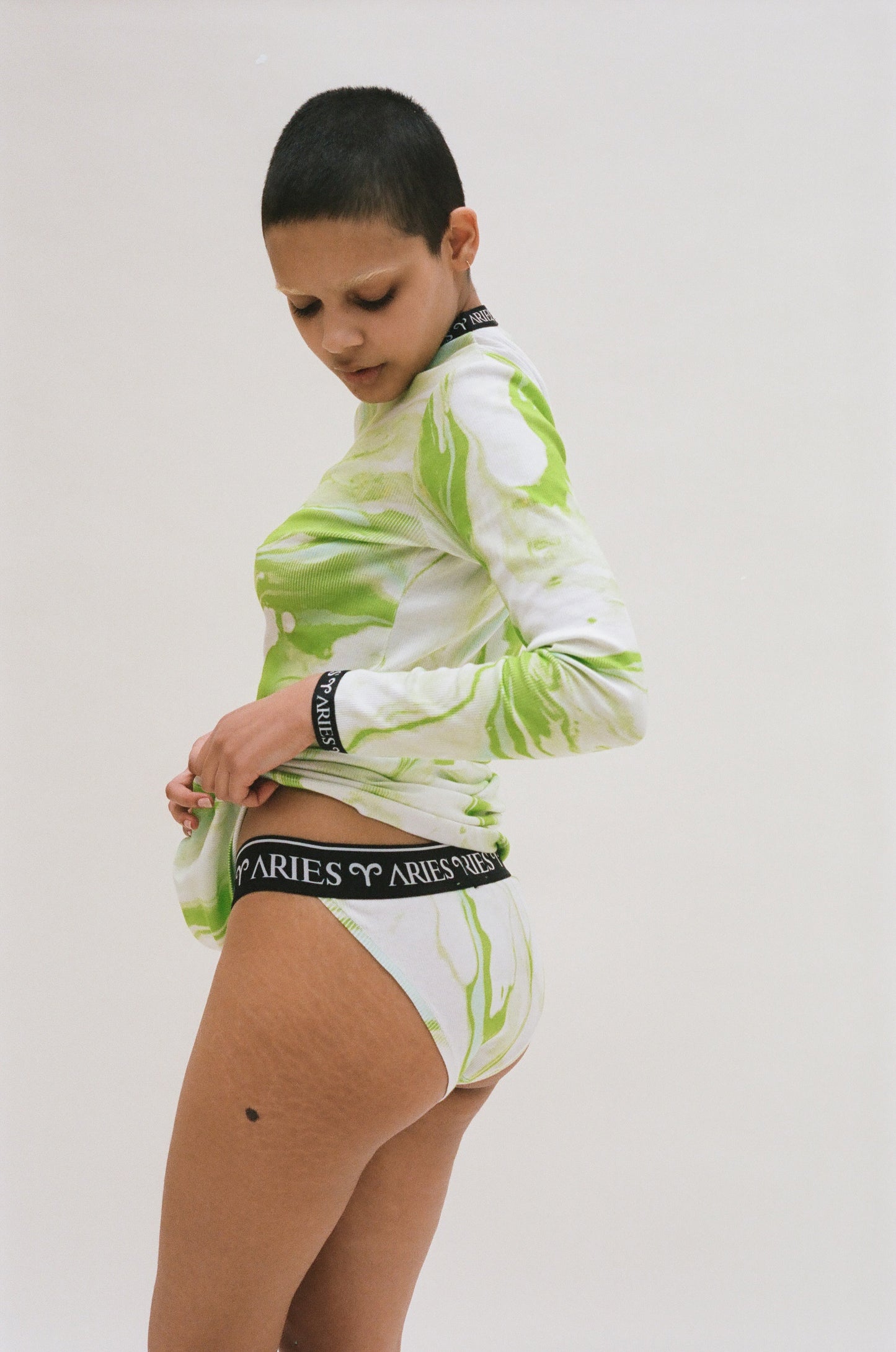 Marble Print High Cut Pants