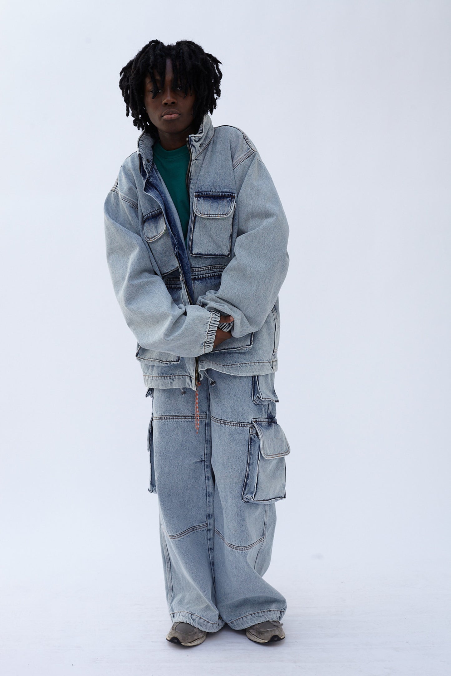 Acid Wash Low Rise Cargo Pant